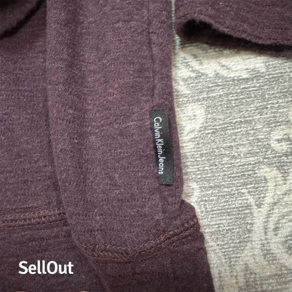 Calvin Klein Men's Purple Quarter Zip Long Sleeve Sweater Size Standard L - Picture 7 of 10